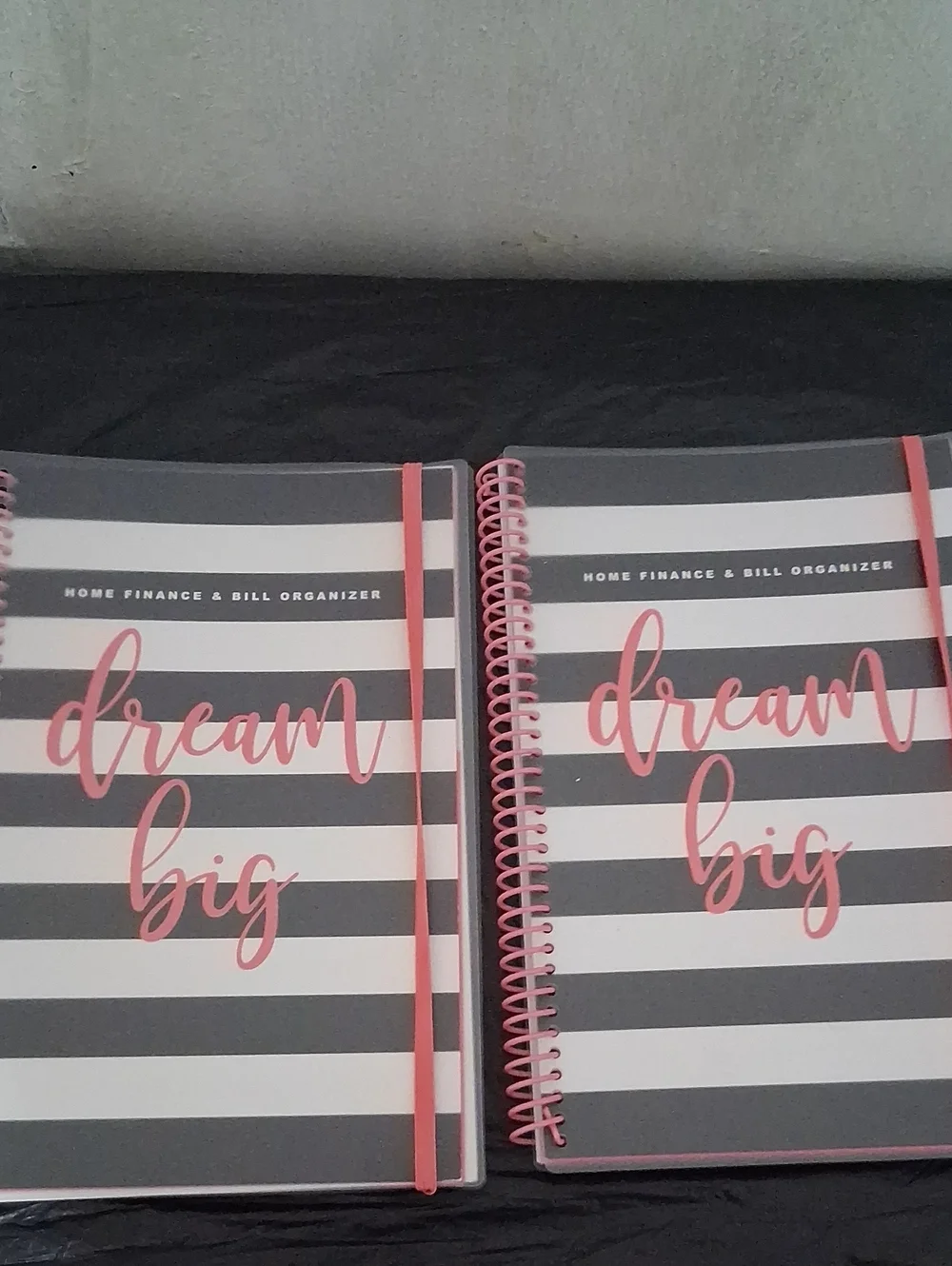 Dream Big Striped Planner Notebook - Pink & Gray